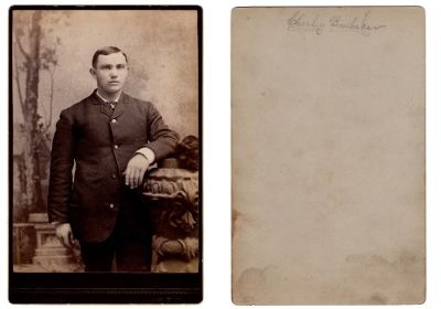 Charley Brubaker

This was Donated by Denise Ayers

This Cabinet Card Photo states: "Charley Brubaker"

The Photographer is "Jones", Fort Wayne, Indiana
