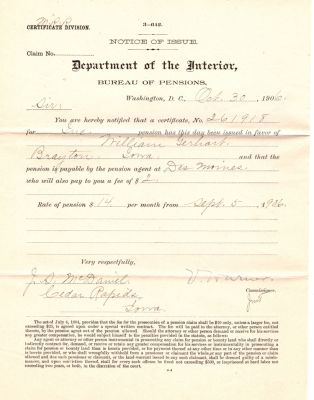 William McClary Gerhart

THIS HAS BEEN RETURNED TO FAMILY

This was Donated by Mary Muhlford

William McClary Gerhart Civil War Pension Document

