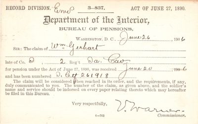 William McClary Gerhart

THIS HAS BEEN RETURNED TO FAMILY

This was Donated by Mary Muhlford

William McClary Gerhart Civil War Pension Document

