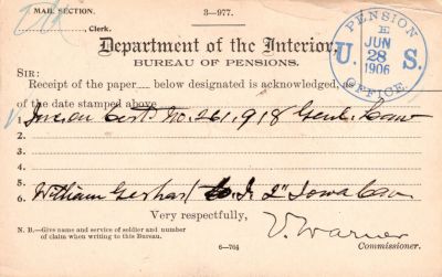 William McClary Gerhart

THIS HAS BEEN RETURNED TO FAMILY

This was Donated by Mary Muhlford

William McClary Gerhart Civil War Pension Document
