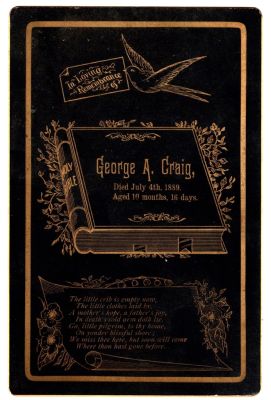 Click to view full size image
==============
George Alexander Craig
This was Donated by Sue Mauer
This Memorial Cabinet Card is for "George Alexander Craig"
George Alexander Craig
This was Donated by Sue Mauer
This Memorial Cabinet Card is for "George Alexander Craig"