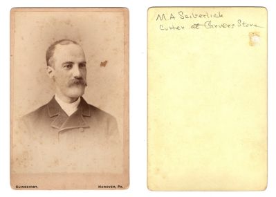Click to view full size image
==============
Martin Anthony Seiberlick
THIS HAS BEEN RETURNED TO FAMILY
This Cabinet Card Photo states: "M. A. Seiberlick, cutter at Carvers Store"
The Photographers name is "Clinedinst", Hanover, Pennsylvania
Martin Anthony Seiberlick
THIS HAS BEEN RETURNED TO FAMILY
This Cabinet Card Photo states: "M. A. Seiberlick, cutter at Carvers Store"
The Photographers name is "Clinedinst", Hanover, Pennsylvania