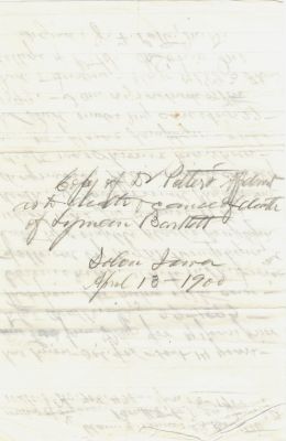Pvt. Lyman Bartlett
THIS HAS BEEN RETURNED TO FAMILY

These Pension Papers were Donated by Mary Muhlfeld

Pension Papers for Pvt. Lyman Bartlett
