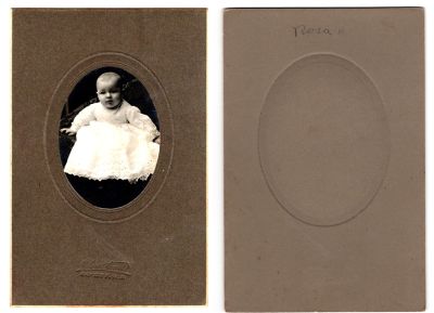 Click to view full size image
==============
Rose A. "Rosa" Haag Keuhn Zolldan Krantz
THIS HAS BEEN RETURNED TO FAMILY
This photo mounted on board states: "Rosa H."
This Cabinet Card Photo is From Bay City, Wisconsin
Rose A. "Rosa" Haag Keuhn Zolldan Krantz
THIS HAS BEEN RETURNED TO FAMILY
This photo mounted on board states: "Rosa H."
This Cabinet Card Photo is From Bay City, Wisconsin