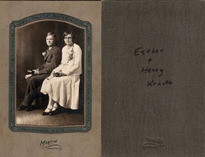 Click to view full size image
==============
Henry August "Hank" Kracke & Esther Dora Kracke
THIS HAS BEEN RETURNED TO FAMILY
This Photo states: "Esther & Hank Kracke"
The Photographers name is "Martin", Hopkinton, Iowa
Henry August "Hank" Kracke & Esther Dora Kracke
THIS HAS BEEN RETURNED TO FAMILY
This Photo states: "Esther & Hank Kracke"
The Photographers name is "Martin", Hopkinton, Iowa