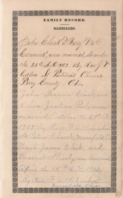 John Clark Bible

THIS HAS BEEN RETURNED TO FAMILY

Marriages.
