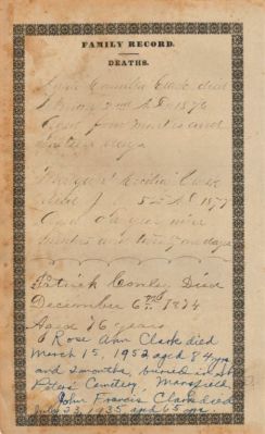 Click to view full size image
==============
John Clark Bible
THIS HAS BEEN RETURNED TO FAMILY
Deaths.
John Clark Bible
THIS HAS BEEN RETURNED TO FAMILY
Deaths.