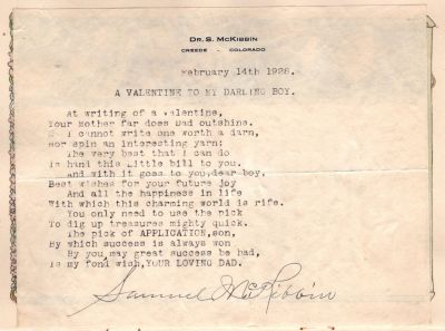 John Alexander McKibbin

THIS HAS BEEN RETURNED TO FAMILY

This was Donated by Cheryl Webber/The Terry Girls Genealogy

"Our Baby's Own Book" for John Alexander McKibbin (1907-1978)

A Valentine To My Darling Boy, 14th February 1928
