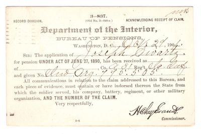 Johseph Swartz

This was Donated by Mary Muhlford

Civil War Document for Joseph Swartz
