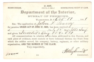 Click to view full size image
==============
John Franklin Seavey
This was Donated by Mary Muhlfeld
Civil War Document for John Franklin Seavey
John Franklin Seavey
This was Donated by Mary Muhlfeld
Civil War Document for John Franklin Seavey