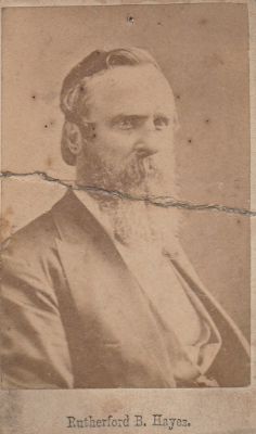 Rutherford Birchard Hayes

THIS HAS BEEN RETURNED TO FAMILY

This Damaged CdV Photograph was Donated by Aaron Turner.

This CdV Photograph is of Rutherford B. Hayes.

Rutherford Birchard Hayes was the 19th President of the United States from 1877 to 1881, having served also as an American representative and governor of Ohio. Hayes was a lawyer and staunch abolitionist who defended refugee slaves in court proceedings in the antebellum years.

