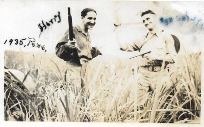 Click to view full size image
==============
Harry Gruman & Sgt. Selwyn
THIS HAS BEEN RETURNED TO FAMILY
This Photo States: "Harry Gruman & Sgt. Selwyn in Panama"
Taken in 1935. They were part of the US Army 11th Engineer Corps who were stationed in the Panama Canal Zone in 1934-1936.
Harry Gruman & Sgt. Selwyn
THIS HAS BEEN RETURNED TO FAMILY
This Photo States: "Harry Gruman & Sgt. Selwyn in Panama"
Taken in 1935. They were part of the US Army 11th Engineer Corps who were stationed in the Panama Canal Zone in 1934-1936.
