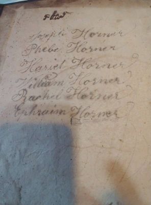 Joseph Horner Bible

THIS HAS BEEN RETURNED TO FAMILY

Names inside the Horner Family Bible.
