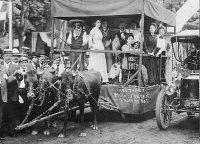 Click to view full size image
==============
Millersburg, Pennsylvania
THIS HAS BEEN DONATED TO THE MILLERSBURG HISTORICAL SOCIETY.
This cabinet card photo appears to be of a Centennial Parade. The photo reads on front: "1807-1907, Millersburg, Photo by Noll."
Millersburg, Pennsylvania
THIS HAS BEEN DONATED TO THE MILLERSBURG HISTORICAL SOCIETY.
This cabinet card photo appears to be of a Centennial Parade. The photo reads on front: "1807-1907, Millersburg, Photo by Noll."