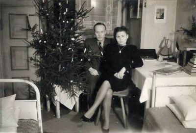 Click to view full size image
==============
Alma Lindalt & Unidentified
THIS HAS BEEN DONATED TO THE FILM ARCHIVE, (THE NATIONAL ARCHIVES OF ESTONIA)
The reverse side reads, translated from Estonian: "A memento from Alma Lindalt in Wentorf (Germany), 26 March 1948."
Notes: This couple appears frequently together and separately within this album. The man was likely the administrator/manager of the refugee came. It seems that the photo was taken Christmas of 1947, and later sent to someone in March of 1948.
Alma Lindalt & Unidentified
THIS HAS BEEN DONATED TO THE FILM ARCHIVE, (THE NATIONAL ARCHIVES OF ESTONIA)
The reverse side reads, translated from Estonian: "A memento from Alma Lindalt in Wentorf (Germany), 26 March 1948."
Notes: This couple appears frequently together and separately within this album. The man was likely the administrator/manager of the refugee came. It seems that the photo was taken Christmas of 1947, and later sent to someone in March of 1948.