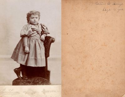 Click to view full size image
==============
Celia E. Large
THIS HAS BEEN RETURNED TO FAMILY
This Cabinet Card Photo States: "Celia E. Large, age 4 years"
The Photographers name is "Ernsberger", Auburn, New York.
Celia E. Large
THIS HAS BEEN RETURNED TO FAMILY
This Cabinet Card Photo States: "Celia E. Large, age 4 years"
The Photographers name is "Ernsberger", Auburn, New York.