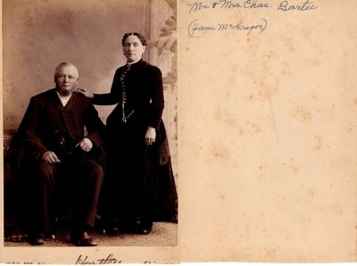 Click to view full size image
==============
Charles Bartee & Jane McGregor Bartee
THIS HAS BEEN RETURNED TO FAMILY
This cut off Cabinet Card Photo States: "Mr. & Mrs. Chas. Bartee (Jane McGregor)"
The Photographers name is "Hartley", Chicago, Illinois.
Charles Bartee & Jane McGregor Bartee
THIS HAS BEEN RETURNED TO FAMILY
This cut off Cabinet Card Photo States: "Mr. & Mrs. Chas. Bartee (Jane McGregor)"
The Photographers name is "Hartley", Chicago, Illinois.