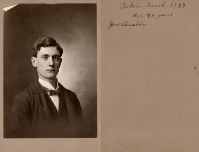 John MacGregor Austin

THIS HAS BEEN RETURNED TO FAMILY

This Cabinet Card Photo States: "Taken March 1899, Age 20 years, Jno Austin"
