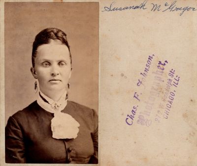 Click to view full size image
==============
Susannah McGregor
THIS HAS BEEN RETURNED TO FAMILY
This CdV Photograph States: "Susanah McGregor"
The Photographers name is "Chas. F. Johnson", Chicago, Illinois.
Susannah McGregor
THIS HAS BEEN RETURNED TO FAMILY
This CdV Photograph States: "Susanah McGregor"
The Photographers name is "Chas. F. Johnson", Chicago, Illinois.