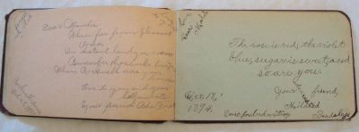 Maude Mabel Bell Autograph Book

This is inside the big Autograph Book that Belonged to Maude Mabel Bell.
