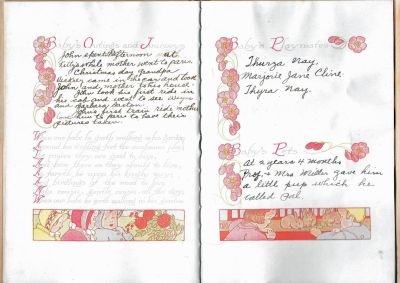 John Lowell Berry Baby Book

THIS HAS BEEN RETURNED TO FAMILY

At left, Baby's Outings and Journeys; at right, Baby's Playmates.
