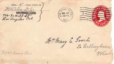 Mary Ellen Teeter Gooch/Duncan William Teeter

This Letter was Written to Mary Ellen Teeter Gooch by her Brother, Duncan William Teeter.

The Letter is postmarked 22 July 1910.
