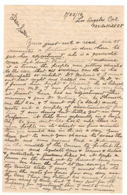 Click to view full size image
==============
Mary Ellen Teeter Gooch/Duncan William Teeter
Letter Written to Mary Ellen Teeter Gooch by her Brother, Duncan William Teeter.
The Letter is Dated 22 July 1910.
Page 1
Mary Ellen Teeter Gooch/Duncan William Teeter
Letter Written to Mary Ellen Teeter Gooch by her Brother, Duncan William Teeter.
The Letter is Dated 22 July 1910.
Page 1