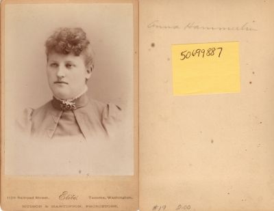 Click to view full size image
==============
Anna Eriksdotter Stephenson Hammerlin
This was Donated by Cheryl Webber.
This Cabinet Card Photo States: "Anna Hammerlin"
The Photographers name is "Hudson & Martinson", Tacoma, Washington.
Anna Eriksdotter Stephenson Hammerlin
This was Donated by Cheryl Webber.
This Cabinet Card Photo States: "Anna Hammerlin"
The Photographers name is "Hudson & Martinson", Tacoma, Washington.