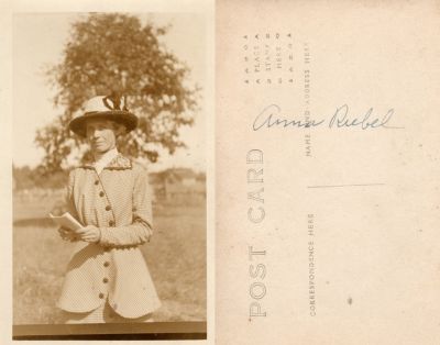 Anna Rubel

This was Donated by Cheryl Webber.

This Real Photo Postcard States: "Anna Rebel"

There is no location noted.
