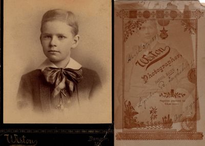 Click to view full size image
==============
Lyndon Blaine Tewksbury
THIS HAS BEEN RETURNED TO FAMILY
This was Donated by Cheryl Webber.
This Cabinet Card Photo States: "Lyndon B. Tewksbury, Age 11 Years"
The Photographers name is "Weston", Bangor, Maine.
NOTE: The top of the Cabinet Card has been cropped off due to the damage that is on the Cabinet Card Photo.
Lyndon Blaine Tewksbury
THIS HAS BEEN RETURNED TO FAMILY
This was Donated by Cheryl Webber.
This Cabinet Card Photo States: "Lyndon B. Tewksbury, Age 11 Years"
The Photographers name is "Weston", Bangor, Maine.
NOTE: The top of the Cabinet Card has been cropped off due to the damage that is on the Cabinet Card Photo.