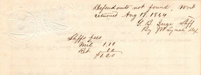 Click to view full size image
==============
John Boatman & Harriett Burnett VS. Mary J. Stephens & Elisha Stephens.
This was Donated by a Anonymous Donor.
Summons
John Boatman & Harriett Burnett VS.
Mary J. Stephens & Elisha Stephens.
Date of Summons is 18th August 1864, Parke County, Indiana.
John Boatman & Harriett Burnett VS. Mary J. Stephens & Elisha Stephens.
This was Donated by a Anonymous Donor.
Summons
John Boatman & Harriett Burnett VS.
Mary J. Stephens & Elisha Stephens.
Date of Summons is 18th August 1864, Parke County, Indiana.