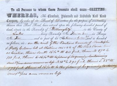 Click to view full size image
==============
Christopher Colson & Patty Colson
This was Donated by a Anonymous Donor.
This is a Railroad Deed for Christopher Colson & Patty Colson.
Date of the Deed is 4 January 1851 in Willoughby, Lake County, Ohio.
Page 2
Christopher Colson & Patty Colson
This was Donated by a Anonymous Donor.
This is a Railroad Deed for Christopher Colson & Patty Colson.
Date of the Deed is 4 January 1851 in Willoughby, Lake County, Ohio.
Page 2