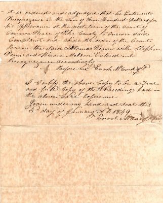 Click to view full size image
==============
Jane Silcott VS. Caleb Artemis Penn
This was Donated by a Anonymous Donor.
This is part of the court documents for the court case of Jane Silcott VS. Caleb Artemis Penn on the paternity of Jane Silcott's unborn baby
Date of Document is 3 January 1849
Jane Silcott VS. Caleb Artemis Penn
This was Donated by a Anonymous Donor.
This is part of the court documents for the court case of Jane Silcott VS. Caleb Artemis Penn on the paternity of Jane Silcott's unborn baby
Date of Document is 3 January 1849