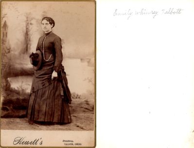 Click to view full size image
==============
Emily Whinery Talbott
THIS HAS BEEN RETURNED TO FAMILY
This was Donated by Linda Zinn.
This Cabinet Card Photo States: "Emily Whinery Talbott"
The Photographers name is "Hewitt's", Salem, Ohio.
NOTE: Her maiden name is actually Whinery. It was misspelled on the back of the RPPC
Emily Whinery Talbott
THIS HAS BEEN RETURNED TO FAMILY
This was Donated by Linda Zinn.
This Cabinet Card Photo States: "Emily Whinery Talbott"
The Photographers name is "Hewitt's", Salem, Ohio.
NOTE: Her maiden name is actually Whinery. It was misspelled on the back of the RPPC