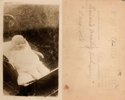 Click to view full size image
==============
Leonard Wesley Ashmore
This was Donated by Cheryl Webber
This Real Photo Postcard (RPPC) States "Leonard Wesley Ashmore"
Leonard Wesley Ashmore
This was Donated by Cheryl Webber
This Real Photo Postcard (RPPC) States "Leonard Wesley Ashmore"