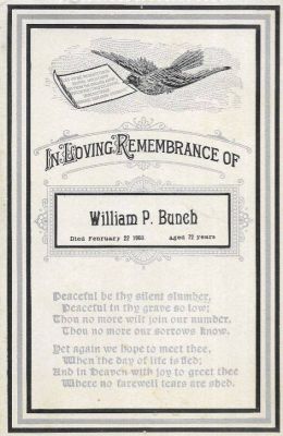 William P. Bunch

Funeral Memorial Cabinet Card for William P. Bunch.

