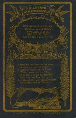 Click to view full size image
==============
Abraham Joseph Cohen
Abraham Joseph Cohen
Date of Birth 11 April 1846 & Died 17 January 1912 in Imperial, Imperial County, California.
Abraham Joseph Cohen
Abraham Joseph Cohen
Date of Birth 11 April 1846 & Died 17 January 1912 in Imperial, Imperial County, California.