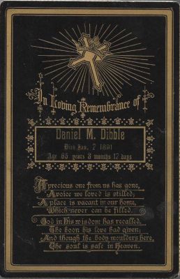 Daniel Maynard Dibble

Funeral Memorial Cabinet Card for Daniel M. Dibble.
