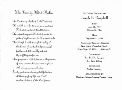 Joseph E. Campbell

Funeral Memorial for Joseph E. Campbell.
