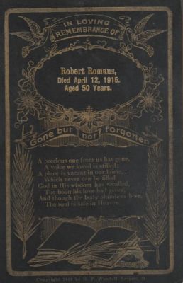 Robert Romans

Funeral Memorial Cabinet Card For Robert Romans.
