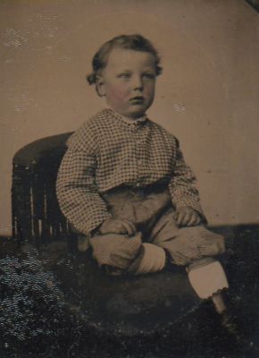 Click to view full size image
==============
Unidentified
THIS HAS BEEN DONATED TO THE JAMES A. GARFIELD NATIONAL HISTORICAL MUSEUM
This was Donated by Jessica Quiroz
Unidentified tintype photo.
NOTE: There are two tintype photos of this child within this Album. There is also a portrait of a man in the collection believed to the same person.
Unidentified
THIS HAS BEEN DONATED TO THE JAMES A. GARFIELD NATIONAL HISTORICAL MUSEUM
This was Donated by Jessica Quiroz
Unidentified tintype photo.
NOTE: There are two tintype photos of this child within this Album. There is also a portrait of a man in the collection believed to the same person.