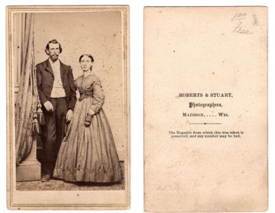 Click to view full size image
==============
Unidentified
This was Donated by Cheryl Webber/The Terry Girls Genealogy
Unidentified CdV Photograph
The Photographers name is "Roberts & Stuart", Madison, Wisconsin
Unidentified
This was Donated by Cheryl Webber/The Terry Girls Genealogy
Unidentified CdV Photograph
The Photographers name is "Roberts & Stuart", Madison, Wisconsin