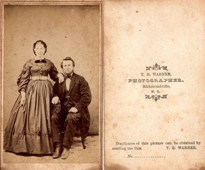Click to view full size image
==============
Unidentified
Unidentified CdV Photograph
The Photographers name is "T. B. Warner", Richmondville, New York.
Unidentified
Unidentified CdV Photograph
The Photographers name is "T. B. Warner", Richmondville, New York.