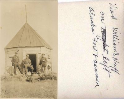 Click to view full size image
==============
William Huff (Left)
This photo States: "Dad", (William S. Huff) on left
Taken in Alaska, Fort & Cannon"
William Huff (Left)
This photo States: "Dad", (William S. Huff) on left
Taken in Alaska, Fort & Cannon"