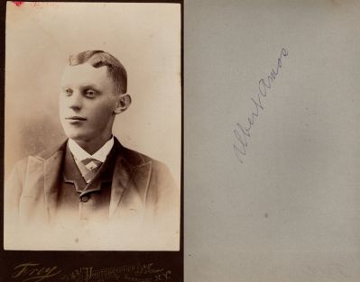 Click to view full size image
==============
Albert J. Amos
THIS HAS BEEN RETURNED TO FAMILY
This Cabinet Card Photo States: "Albert Amos"
The Photographers name is "Frey", Syracuse, New York
Albert J. Amos
THIS HAS BEEN RETURNED TO FAMILY
This Cabinet Card Photo States: "Albert Amos"
The Photographers name is "Frey", Syracuse, New York