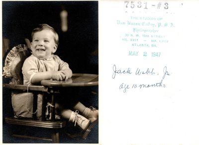 Click to view full size image
==============
Jack Webb Jr.
This Photo States: "Jack Webb Jr., Age 10 Months"
The Photographers name is "Van Buren Colley", Atlanta, Georgia.
The Photo is Dated 2 May 1947.
Jack Webb Jr.
This Photo States: "Jack Webb Jr., Age 10 Months"
The Photographers name is "Van Buren Colley", Atlanta, Georgia.
The Photo is Dated 2 May 1947.