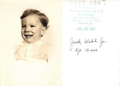 Click to view full size image
==============
Jack Webb Jr.
This Photo States: "Jack Webb Jr., Age 12 Months."
The Photographers name is "Van Buren Colley", Atlanta, Georgia.
Jack Webb Jr.
This Photo States: "Jack Webb Jr., Age 12 Months."
The Photographers name is "Van Buren Colley", Atlanta, Georgia.