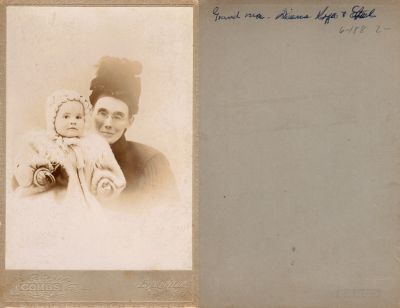 Click to view full size image
==============
Diana Kyes & Ethel
THIS HAS BEEN RETURNED TO FAMILY
This Cabinet Card Photo States: "grandma, Diana Kyes & Ethel"
The Photographers name is "Combs", Evansville, Wisconsin
Diana Kyes & Ethel
THIS HAS BEEN RETURNED TO FAMILY
This Cabinet Card Photo States: "grandma, Diana Kyes & Ethel"
The Photographers name is "Combs", Evansville, Wisconsin