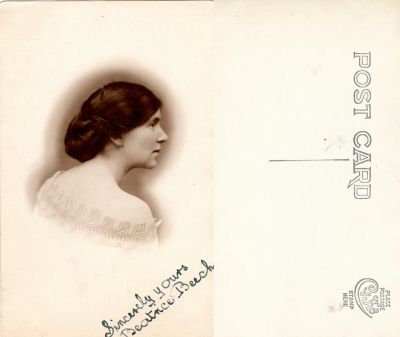 Click to view full size image
==============
Beatrice Beech
This Real Photo Postcard (RPPC) States: "Sincerely yours, Beatrice Beech"
Beatrice Beech
This Real Photo Postcard (RPPC) States: "Sincerely yours, Beatrice Beech"
