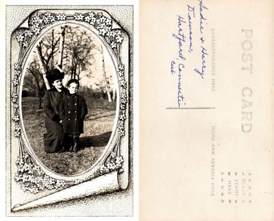 Click to view full size image
==============
Sadie A. Truman Dawson & Harry Alexander Dawson
This Real Photo Postcard (RPPC) States: "Sadie & Harry Dawson, Hartford, Connecticut"
Sadie A. Truman Dawson & Harry Alexander Dawson
This Real Photo Postcard (RPPC) States: "Sadie & Harry Dawson, Hartford, Connecticut"
